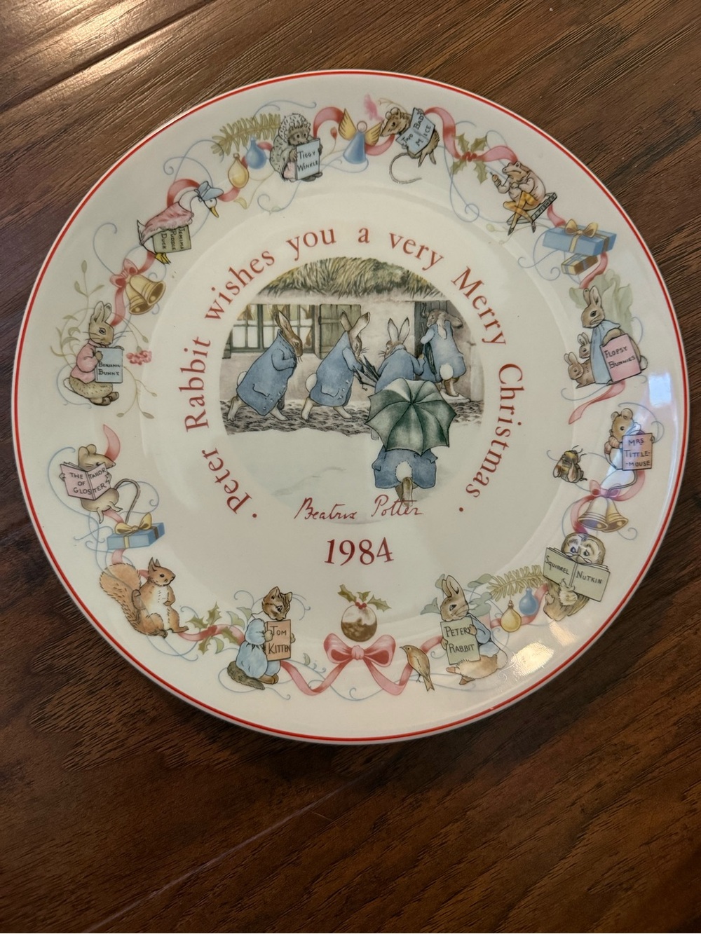 Wedgwood Peter Rabbit Merry Christmas‎ 1984 Beatrix Potter England Vintage